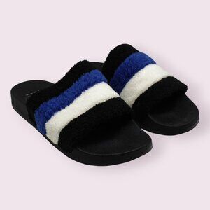 Inc Womens Black Striped Comfort Peymin Round Toe Slide Sandals